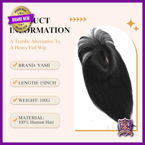 Human Hair Topper with Bangs 8x9 Inch Base for Hair Loss Coverage